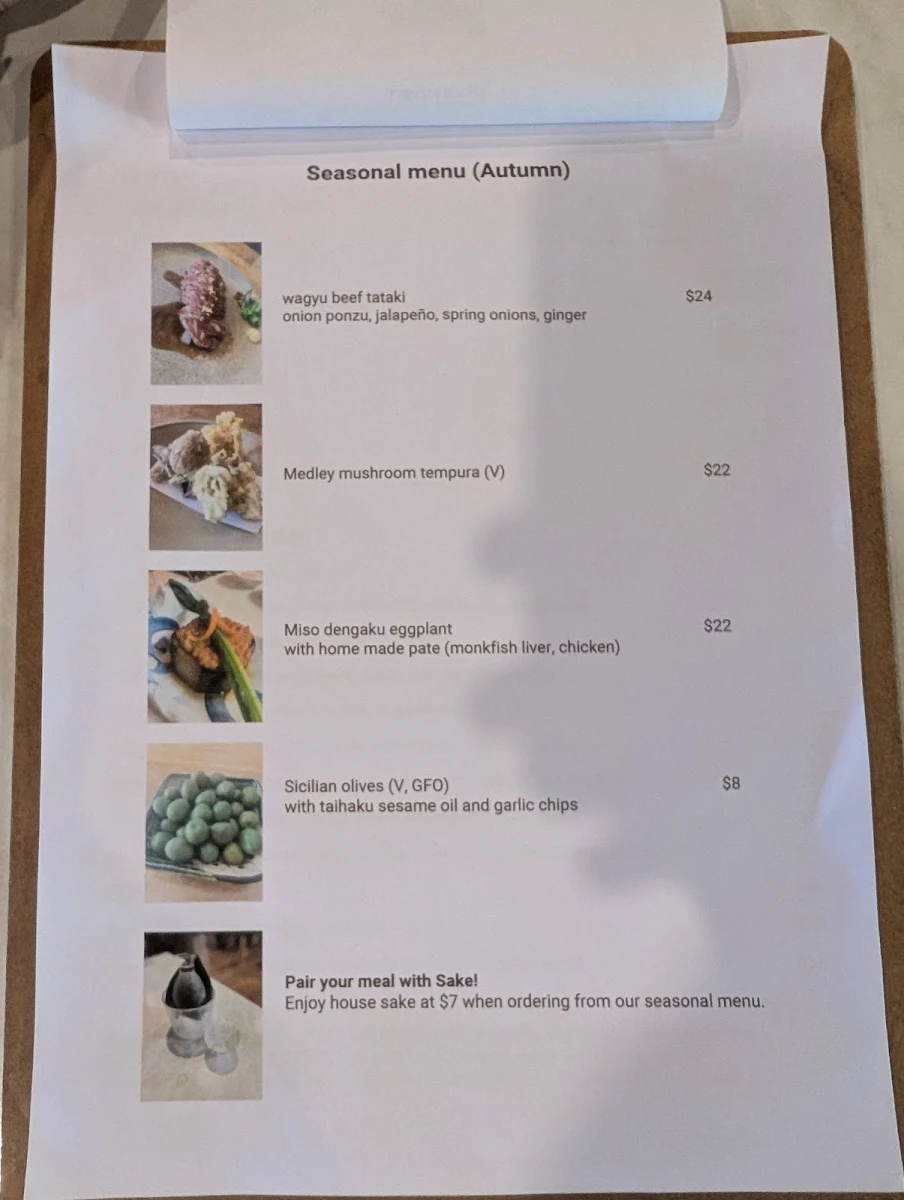 Menu, Attadale Kitchen