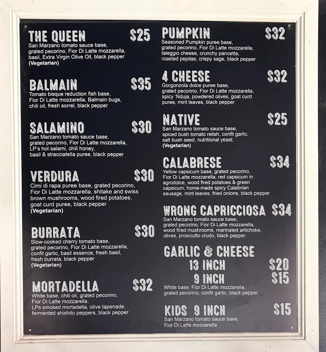 Menu, Tipo 00 Balmain