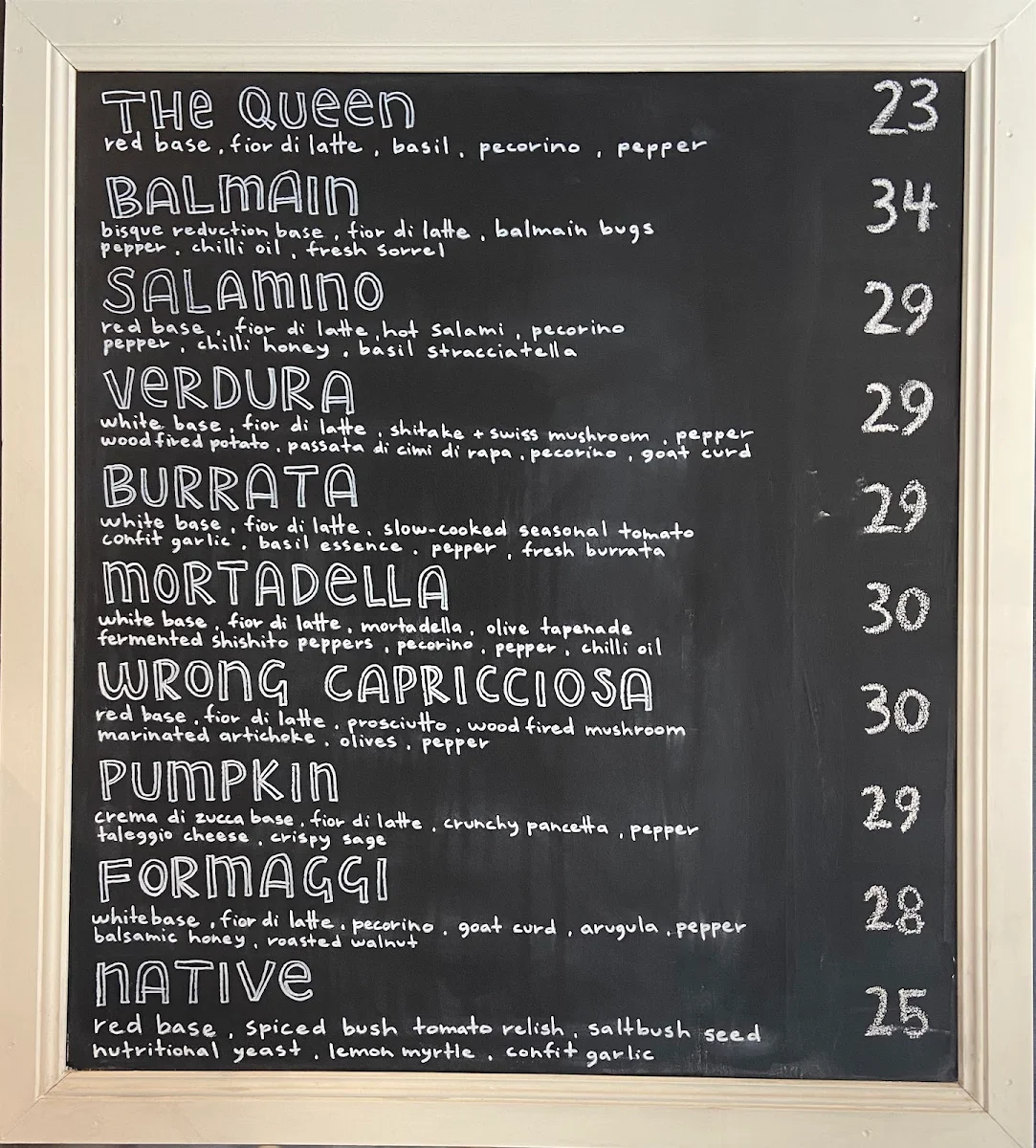 Menu, Tipo 00 Balmain
