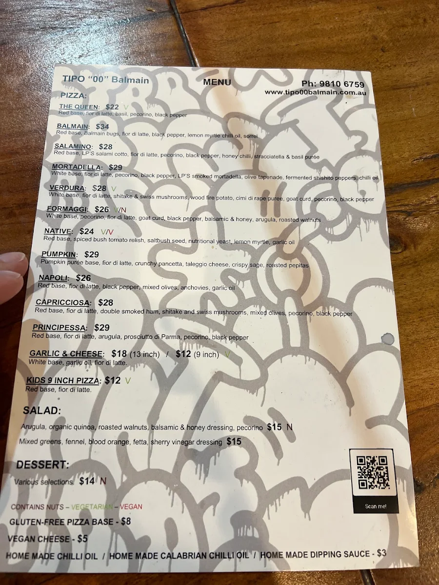 Menu, Tipo 00 Balmain