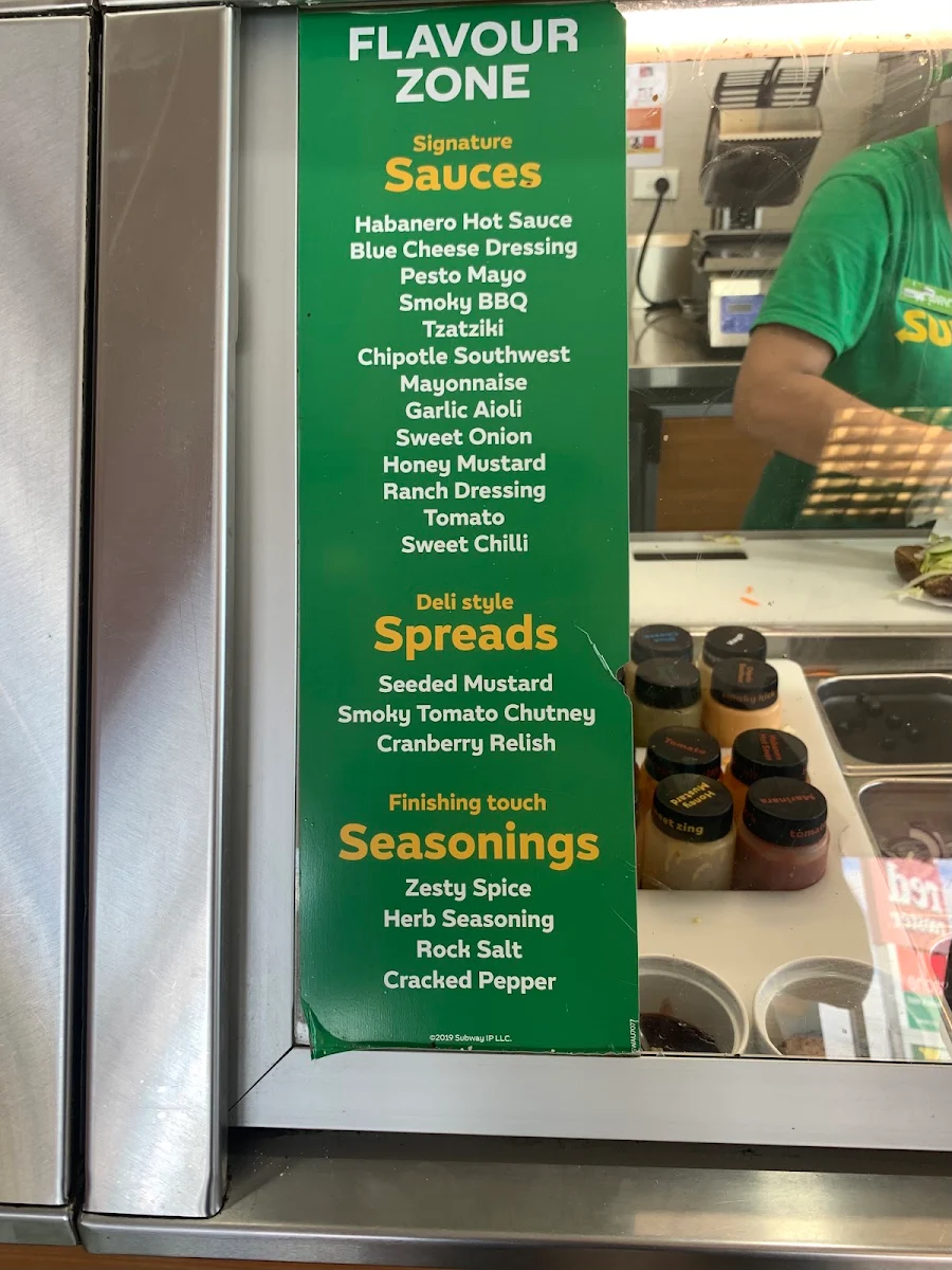 Menu, Subway