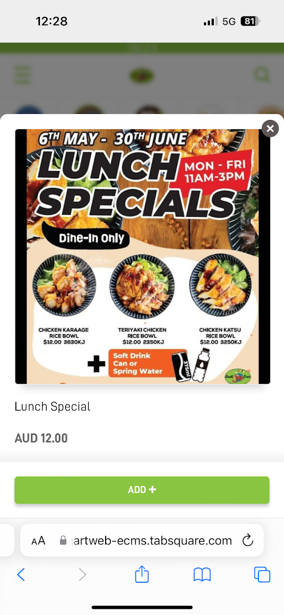Menu, Sushi Train Upper Coomera