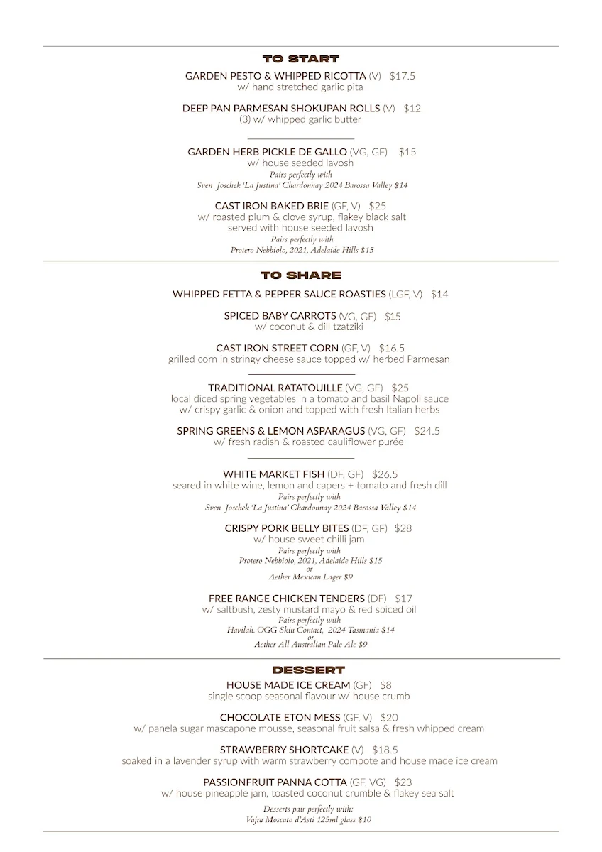 Menu, The Hideout Coffee House