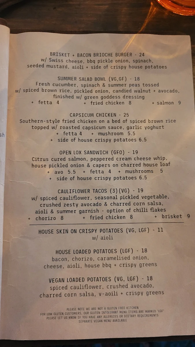 Menu, The Hideout Coffee House