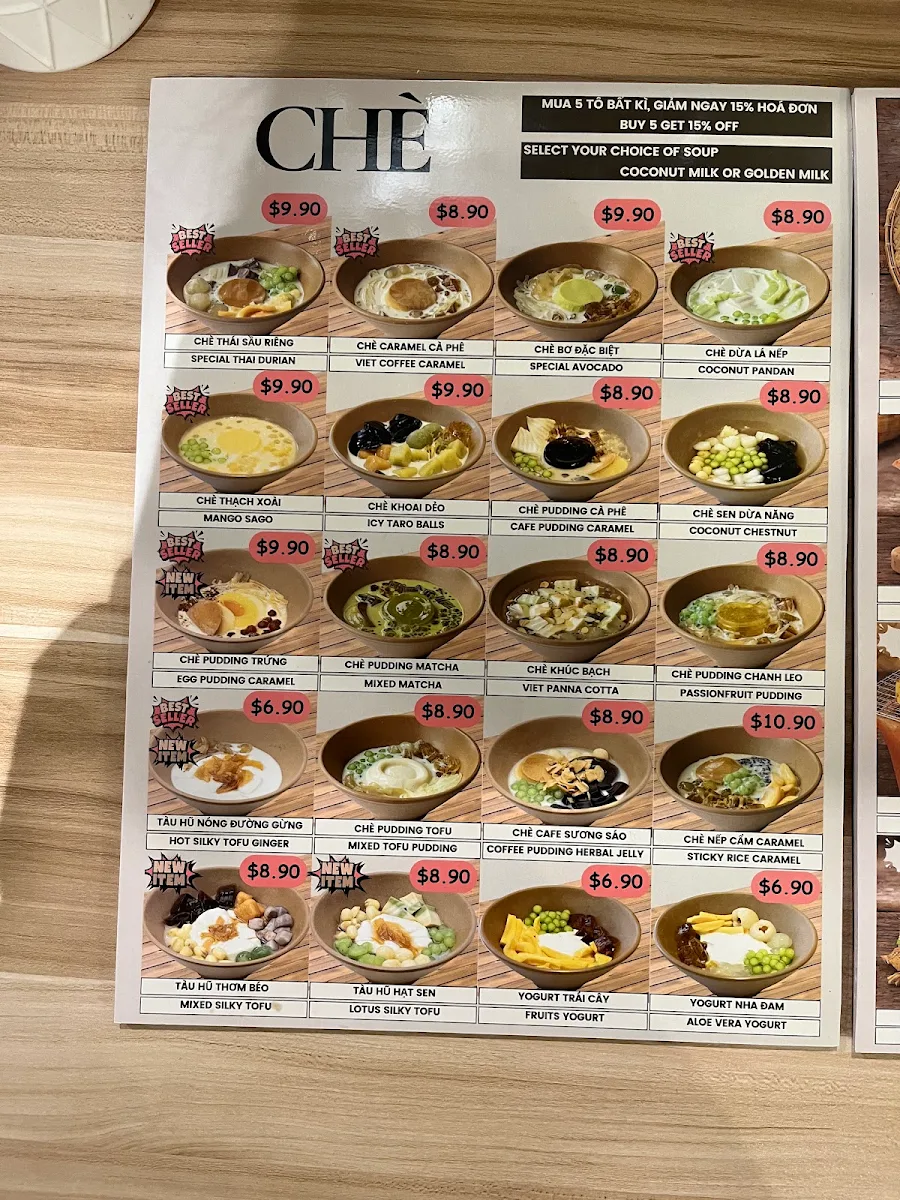 Menu, Chache Hobart