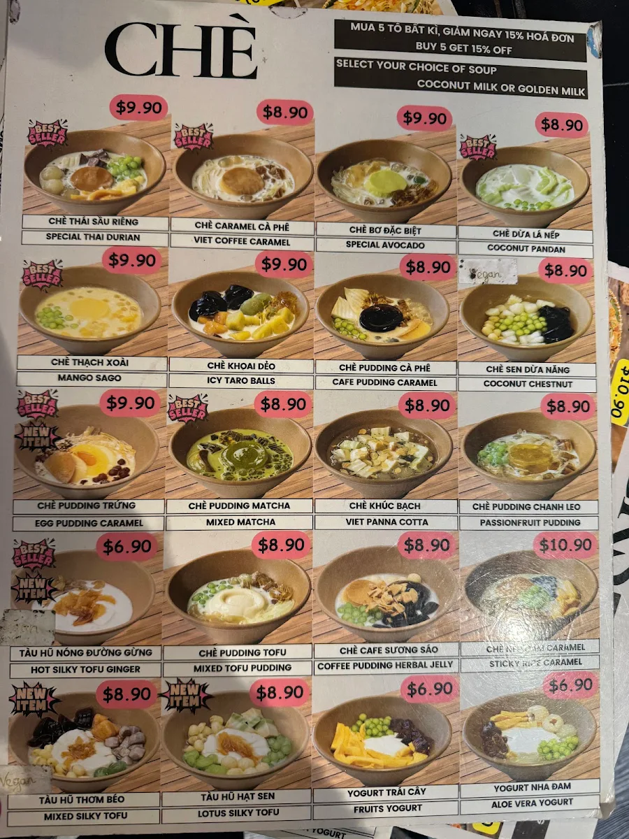 Menu, Chache Hobart
