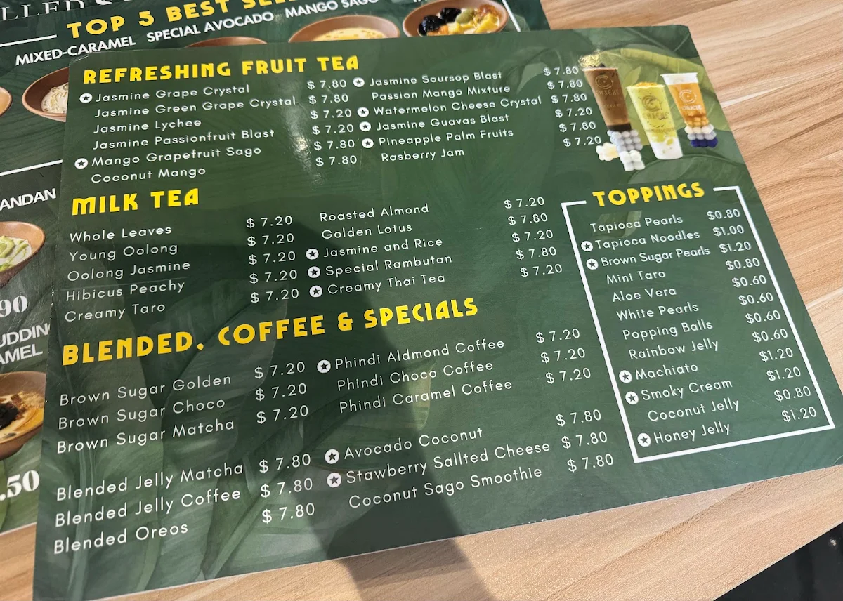 Menu, Chache Hobart