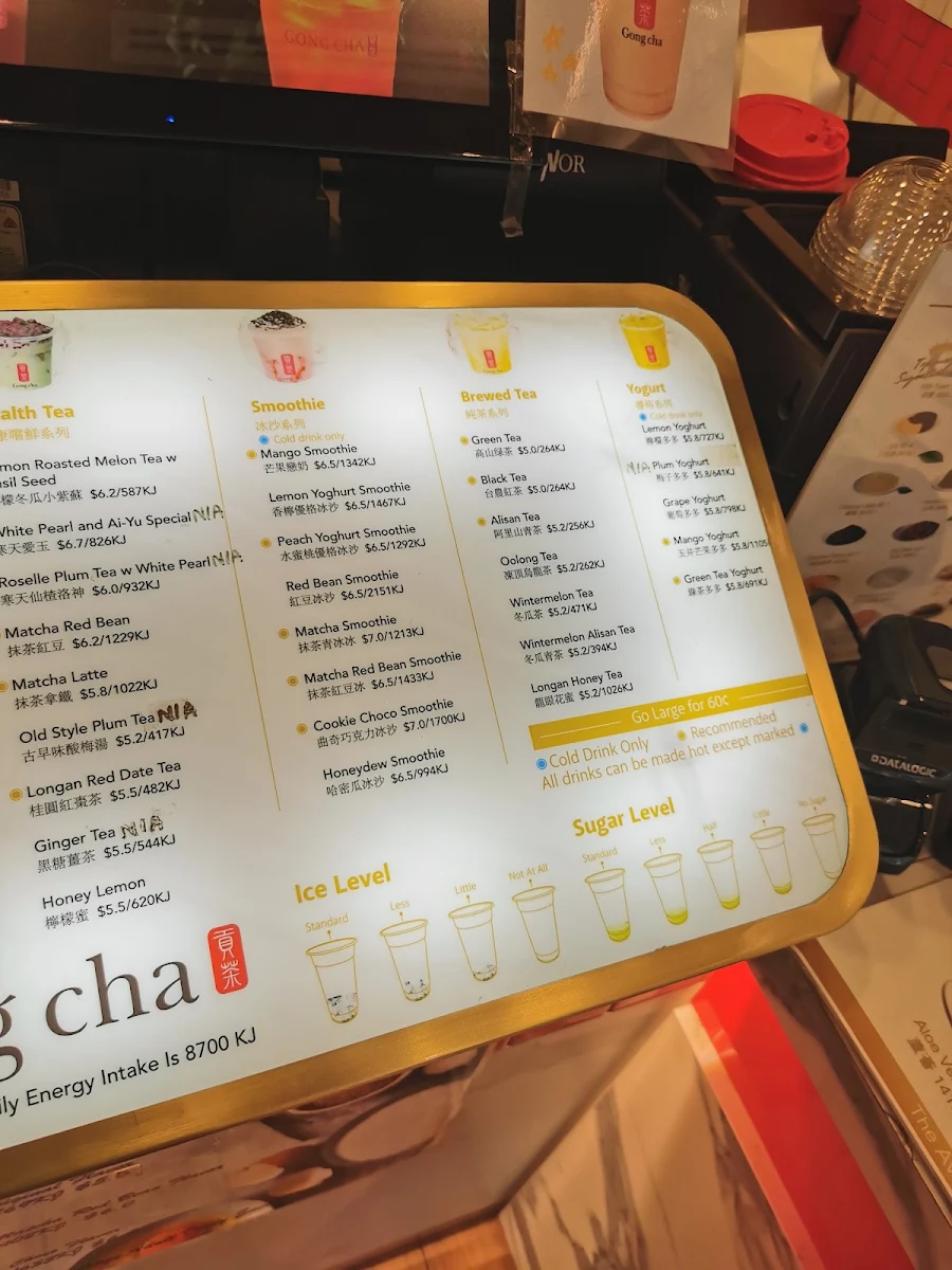 Menu, Gong cha | Parramatta (Eat Street)