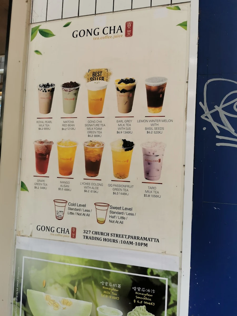 Menu, Gong cha | Parramatta (Eat Street)