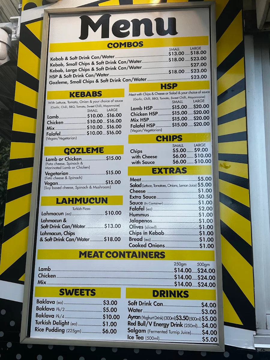 Menu, Kebabalab