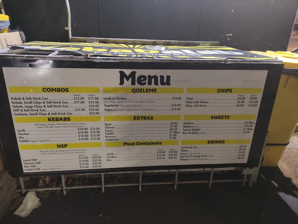 Menu, Kebabalab