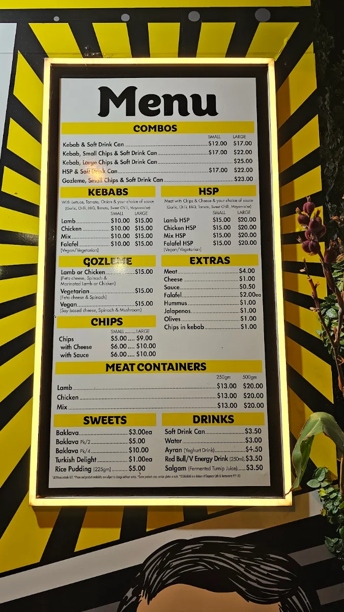 Menu, Kebabalab