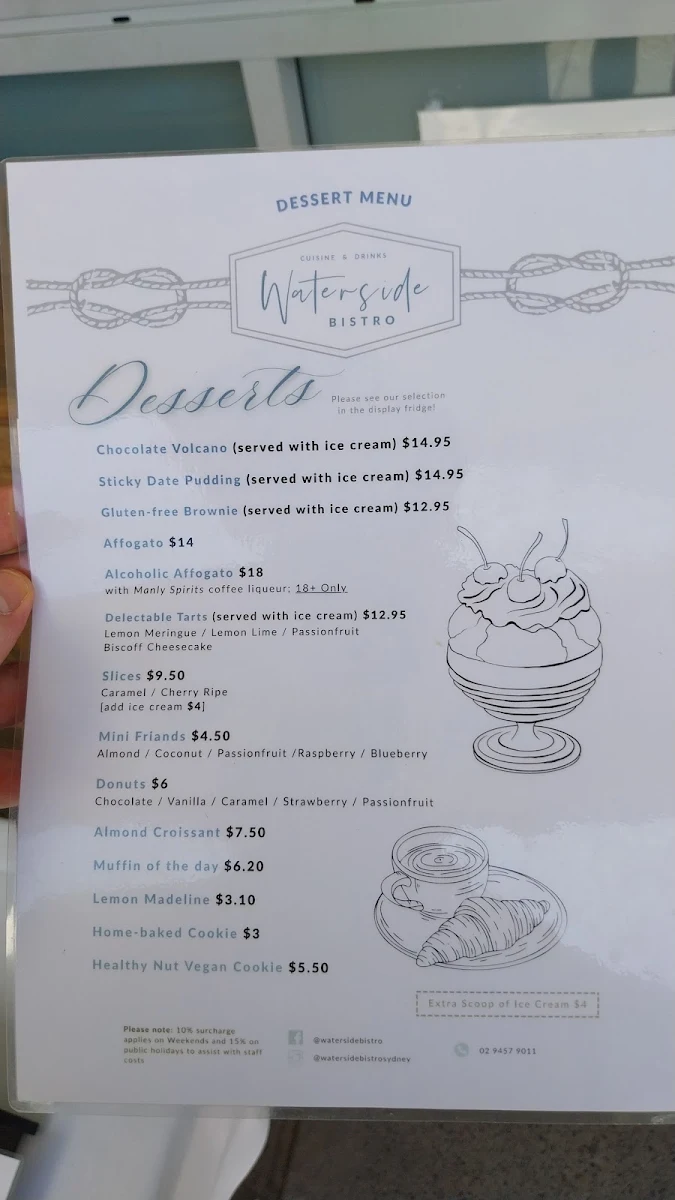 Menu, Waterside Bistro - waterfront cafe