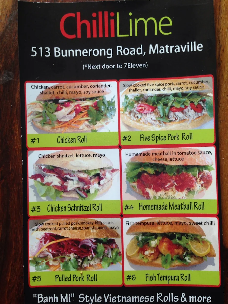 Menu, ChilliLime