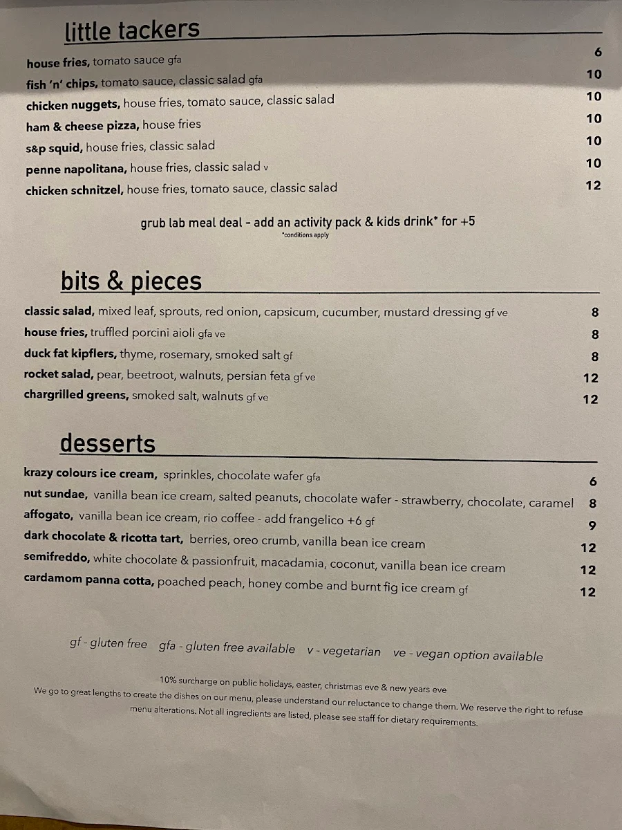 Menu, Dalrymple Hotel, Stansbury