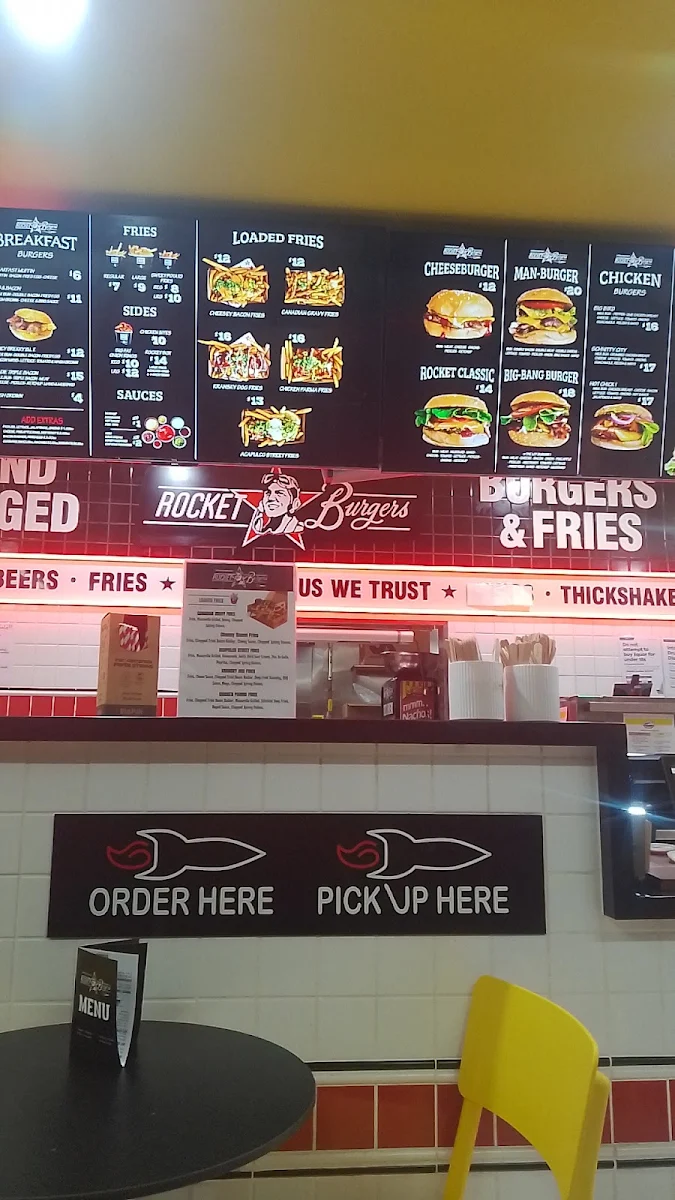 Menu, Rocket Burgers & Fries Traralgon