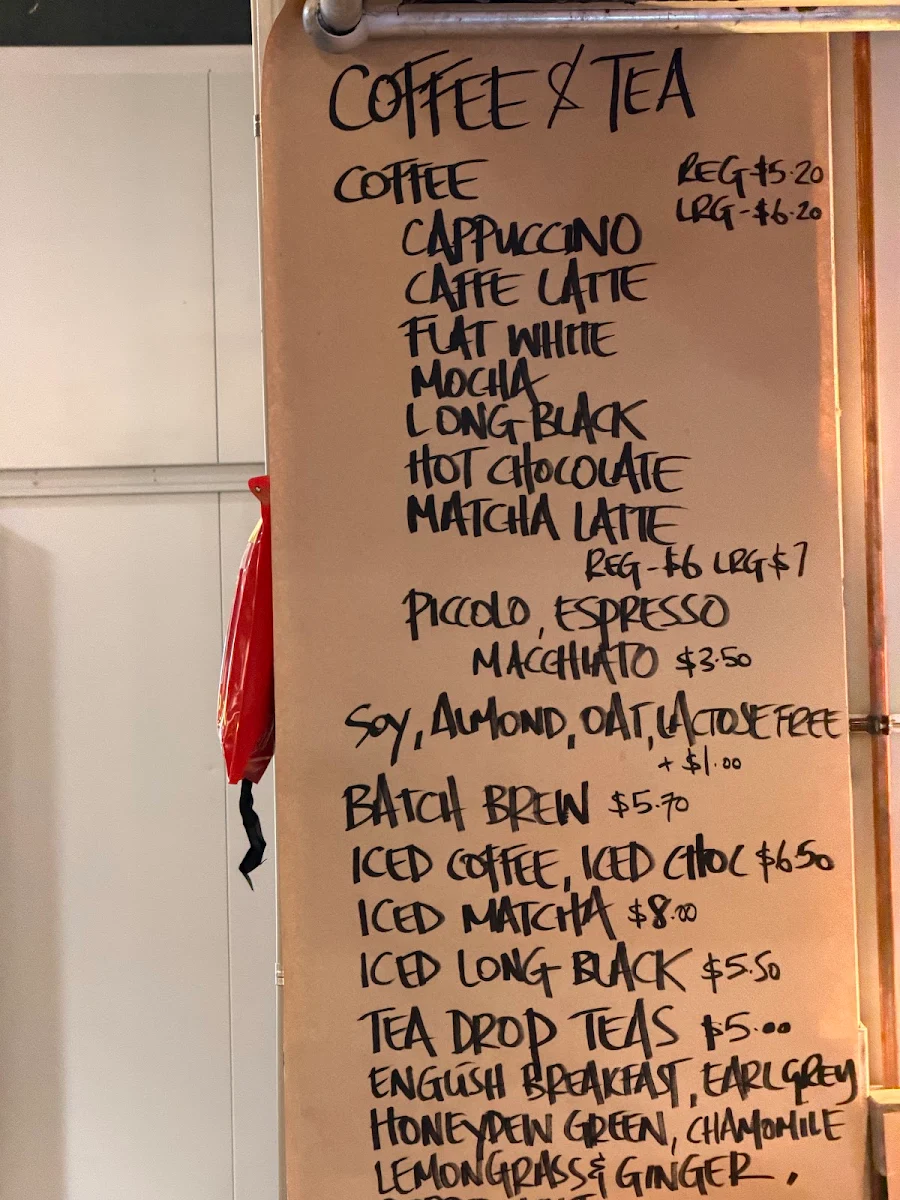 Menu, Hay St Roasters