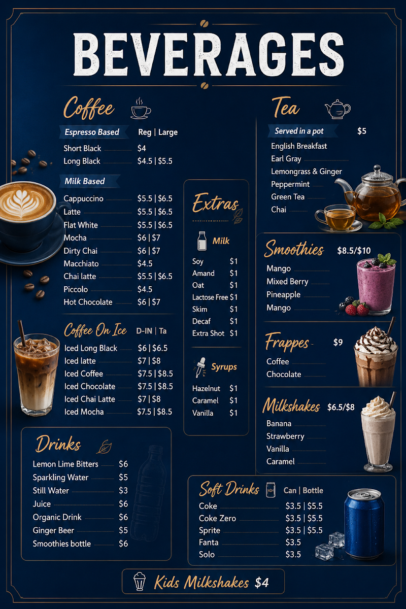 Menu, Ocean Project Café Restaurant