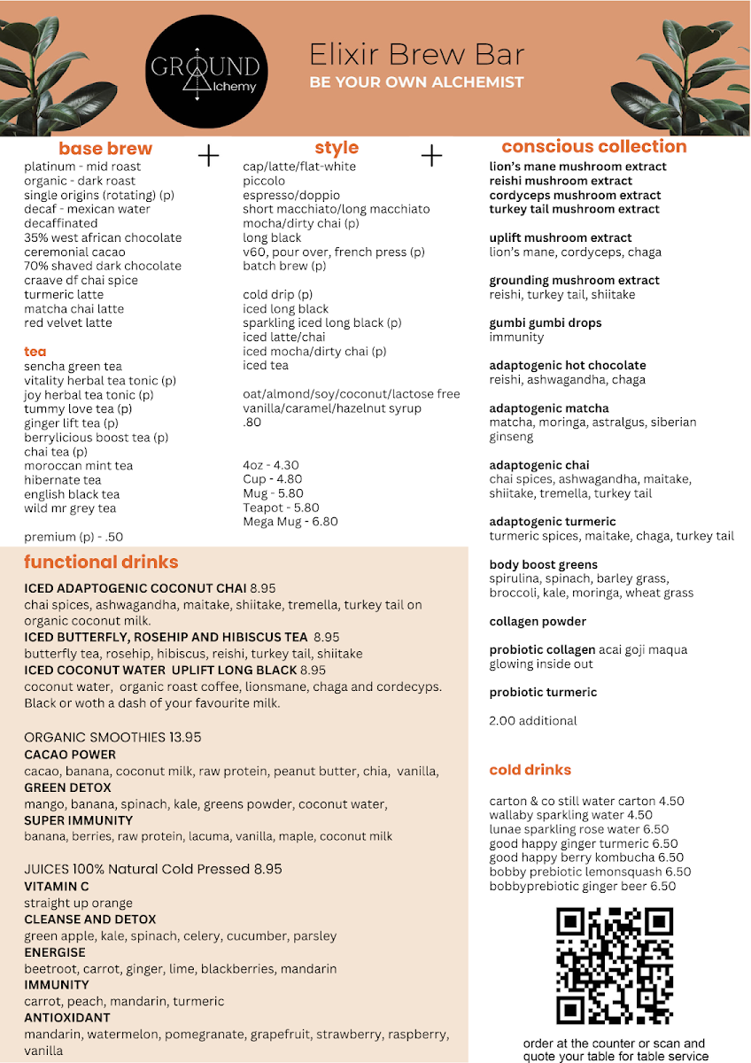 Menu, GROUND ALCHEMY
