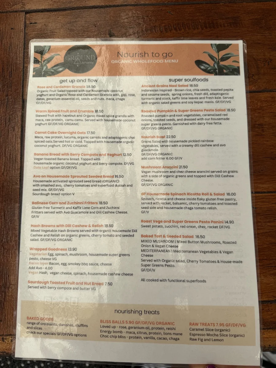 Menu, GROUND ALCHEMY