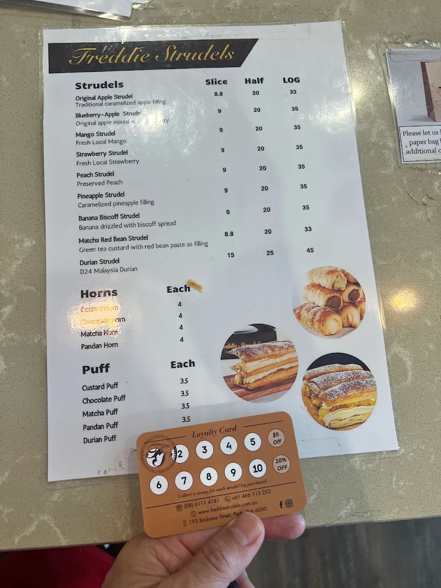 Menu, Freddie Strudels