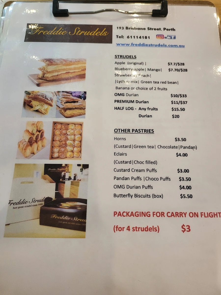 Menu, Freddie Strudels