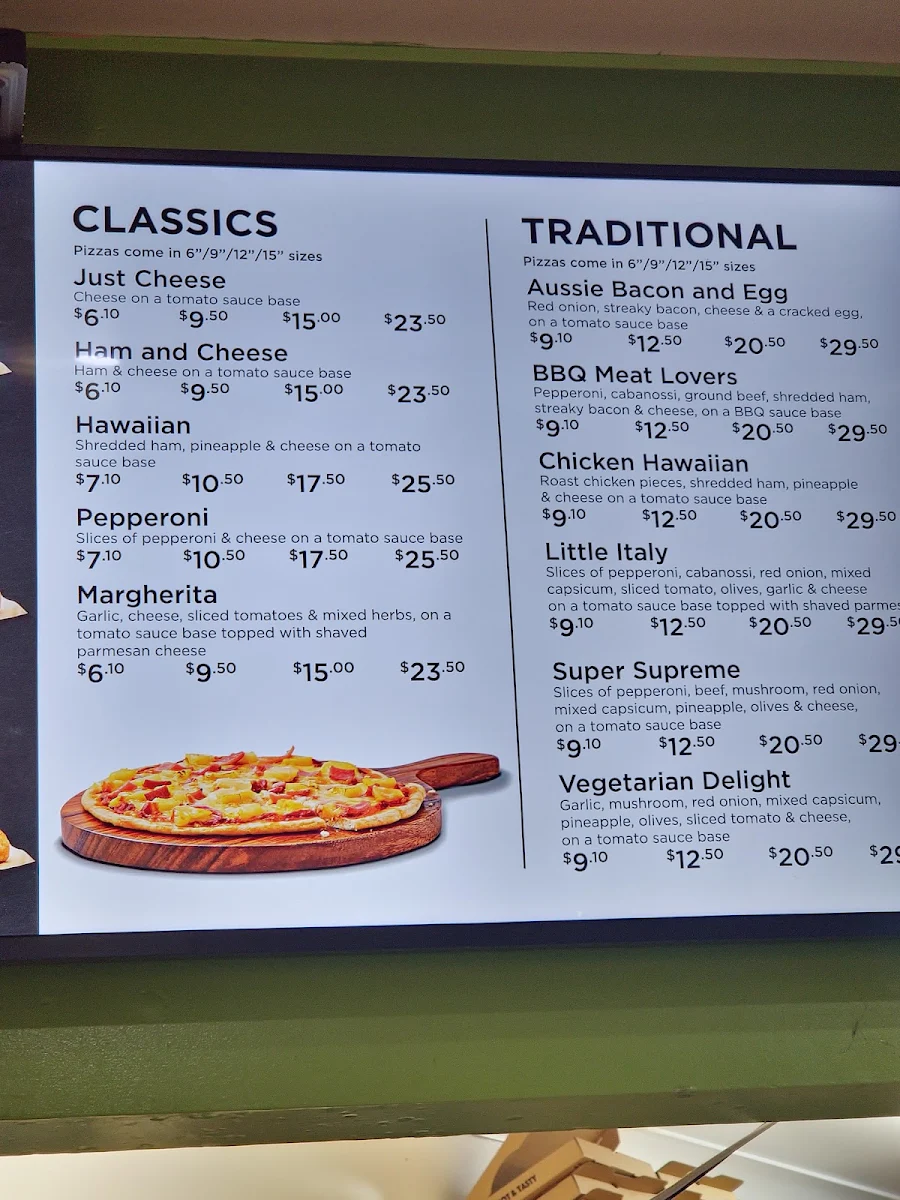 Menu, Poppy's Pizza Place