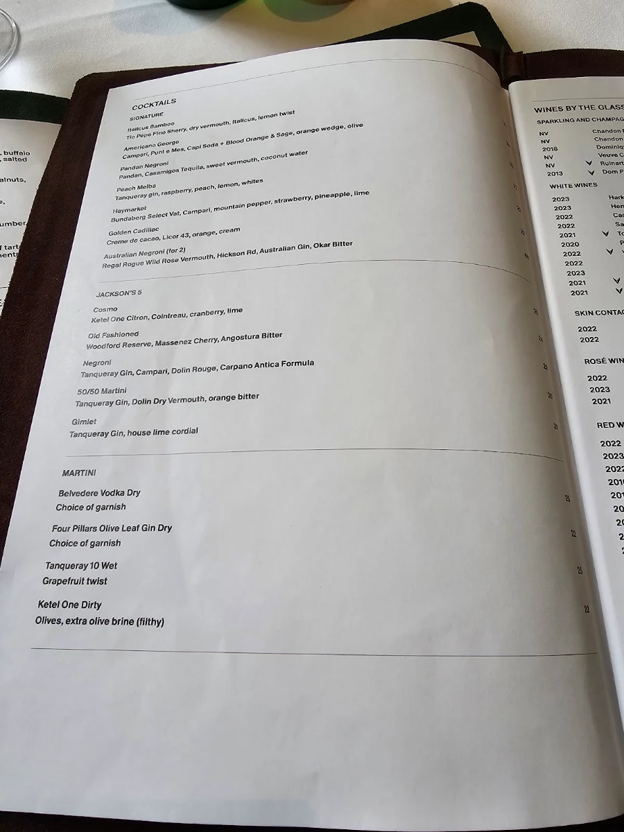 Menu, Bistro George