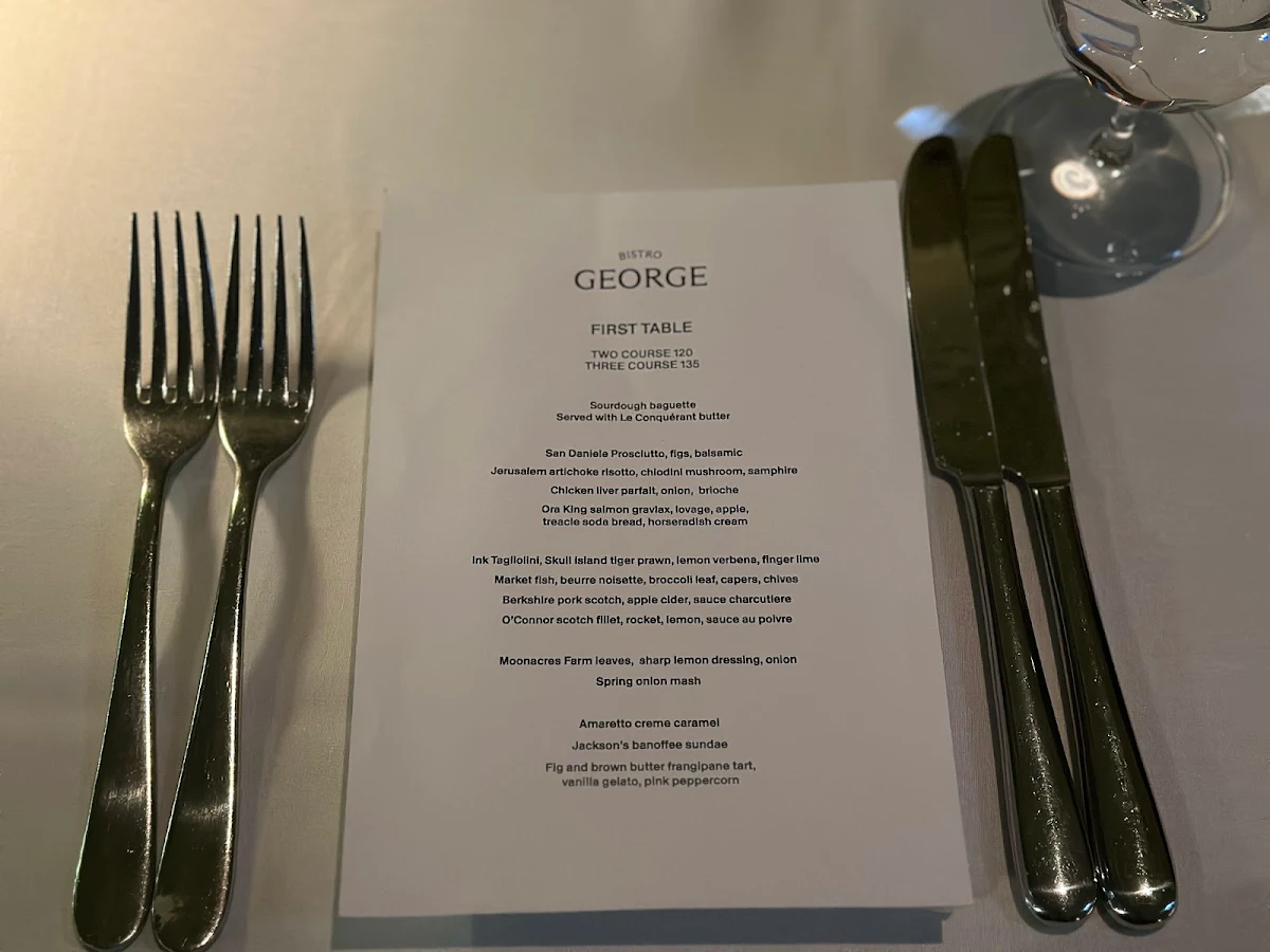 Menu, Bistro George