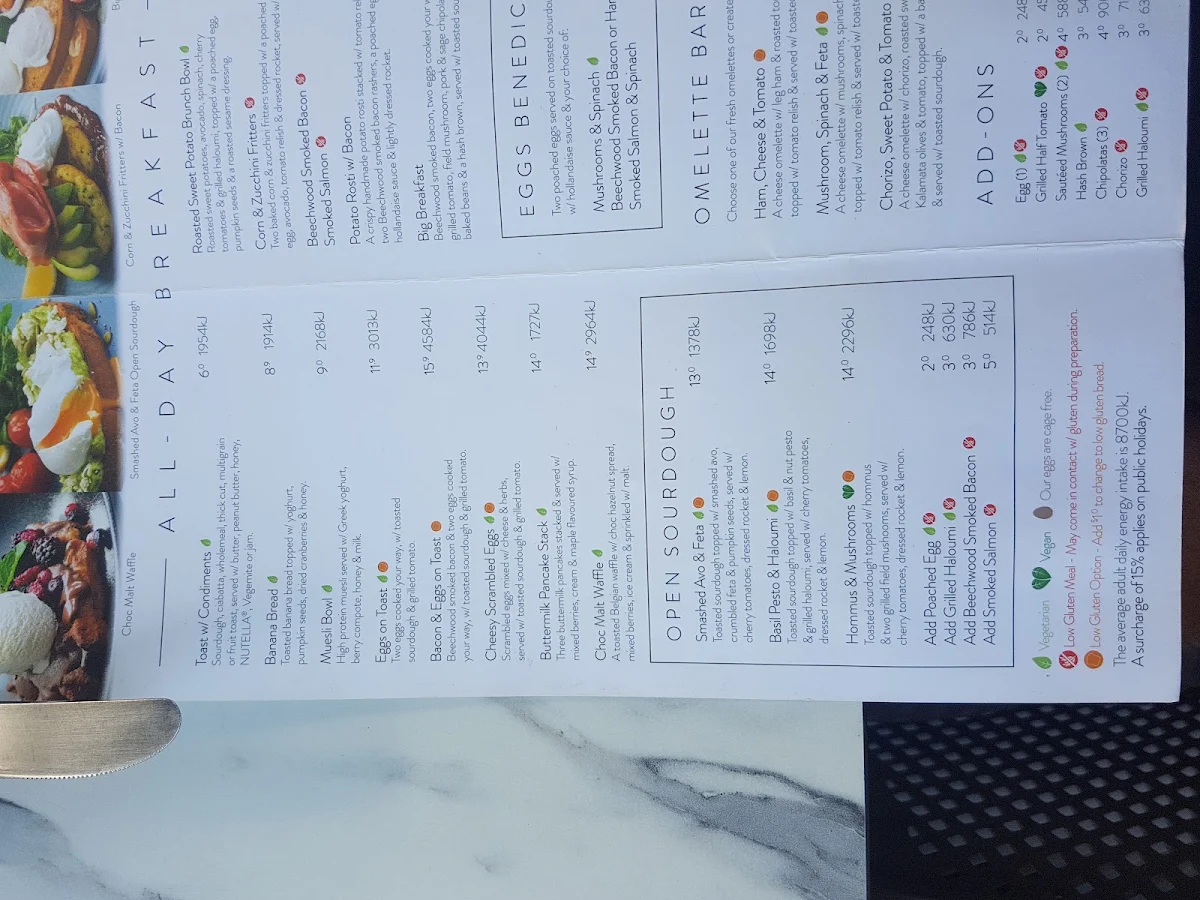 Menu, The Coffee Club - Centro Nepean
