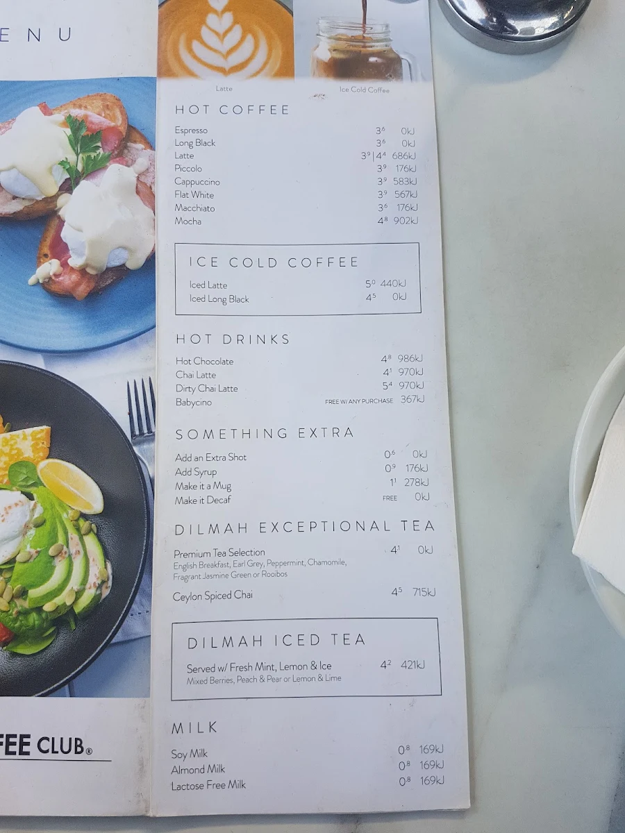 Menu, The Coffee Club - Centro Nepean