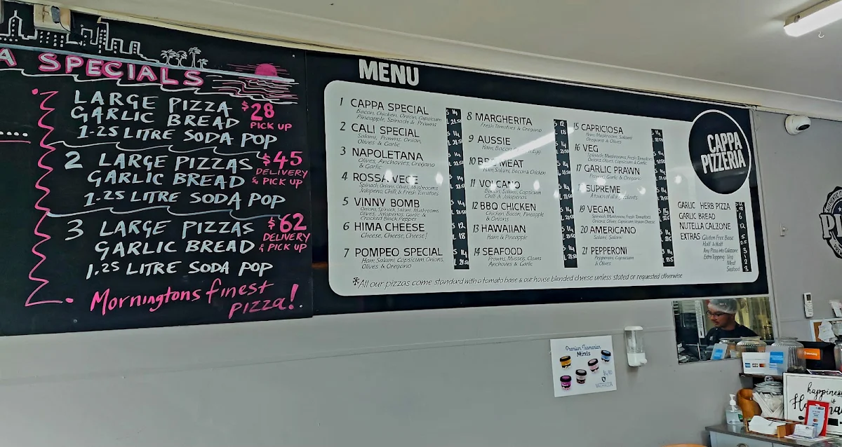 Menu, Pompeo's Pizza