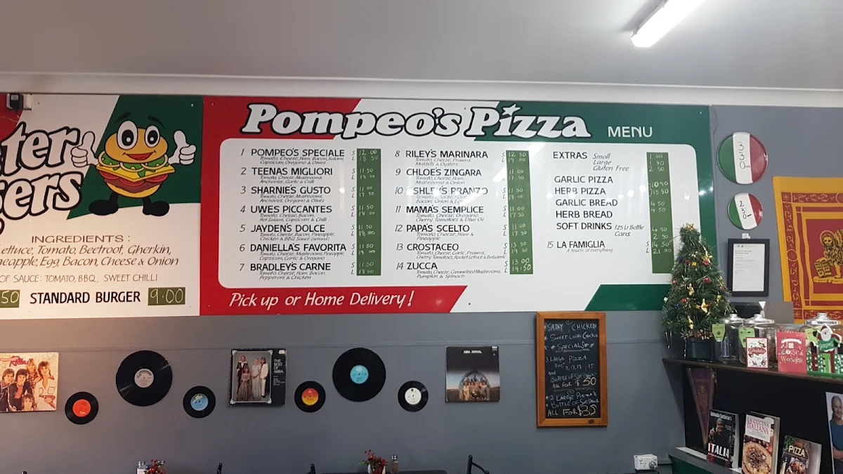 Menu, Pompeo's Pizza