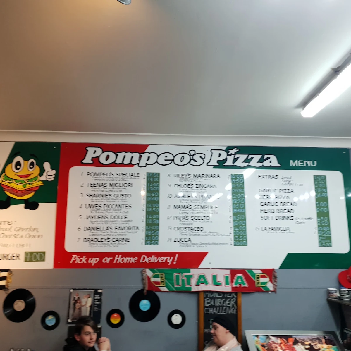 Menu, Pompeo's Pizza