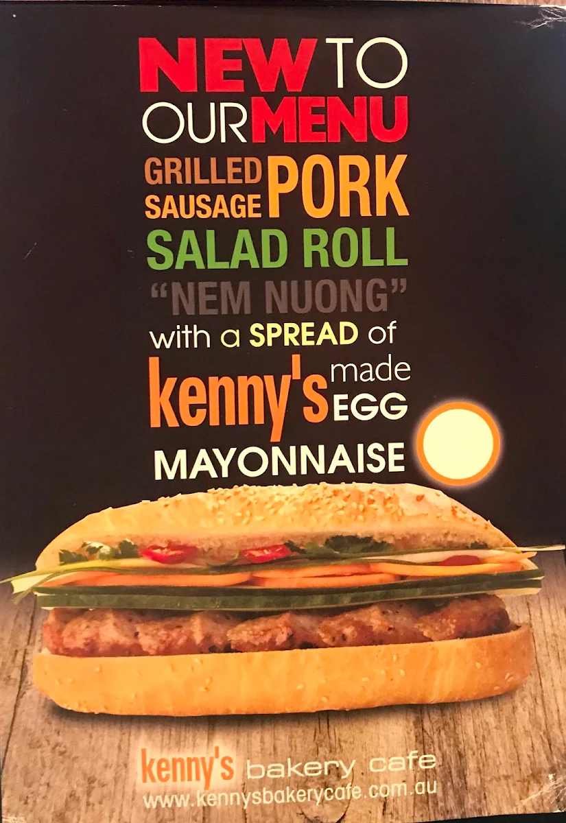 Menu, Kenny's Bakery Café
