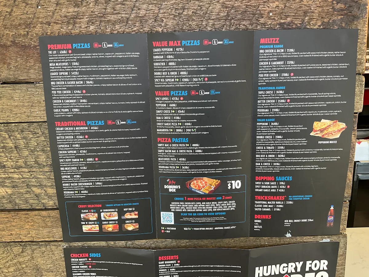 Menu, Domino's Pizza Lilydale