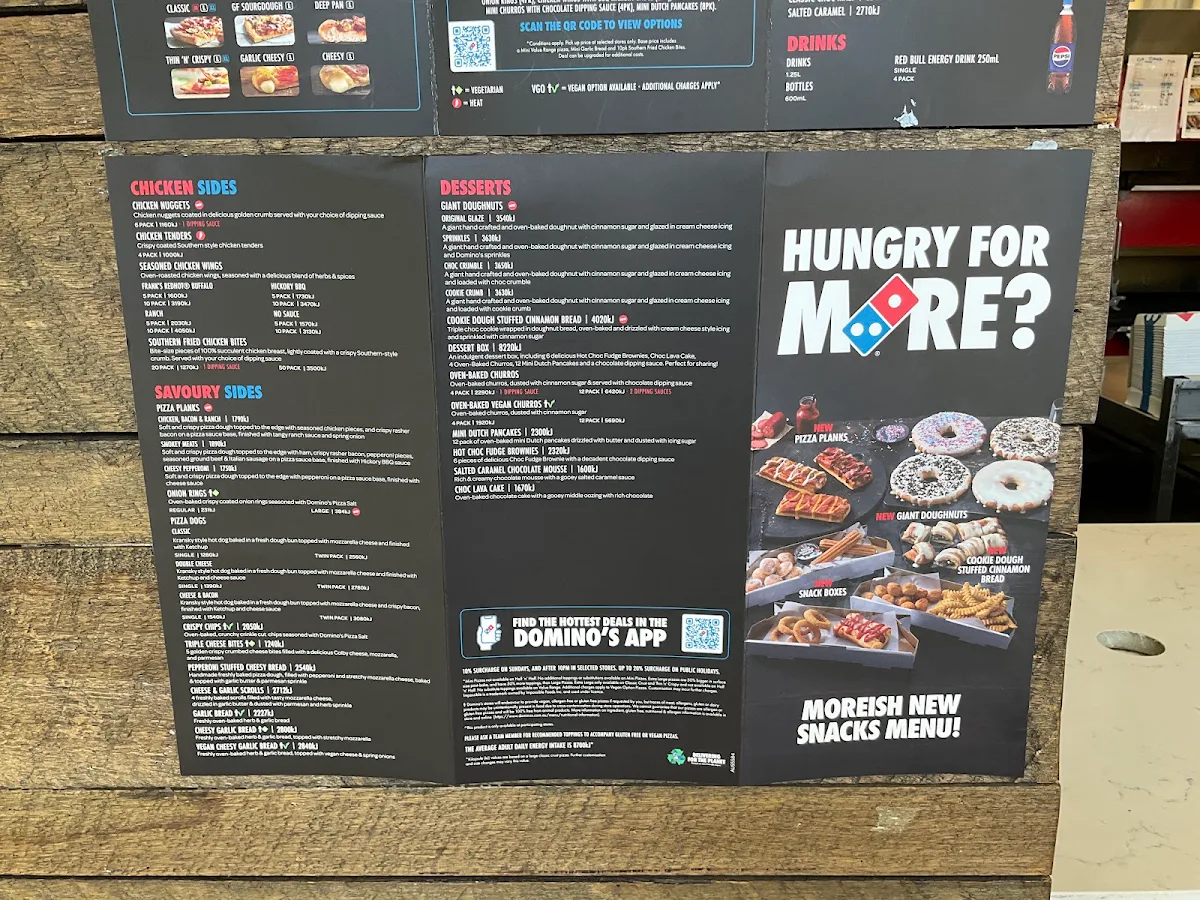 Menu, Domino's Pizza Lilydale