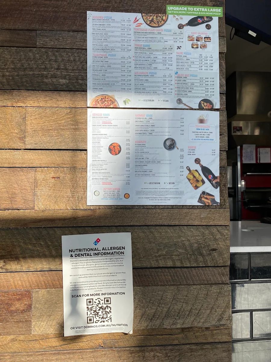 Menu, Domino's Pizza Lilydale