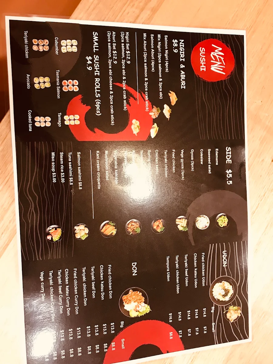Menu, Hokkaido Sushi Howrah