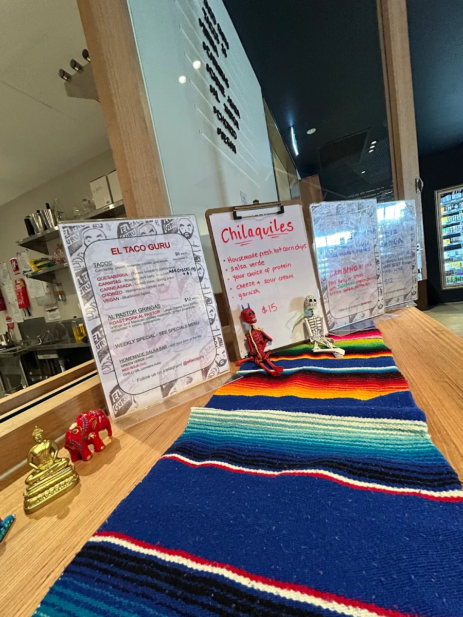 Menu, El Taco Guru and Son