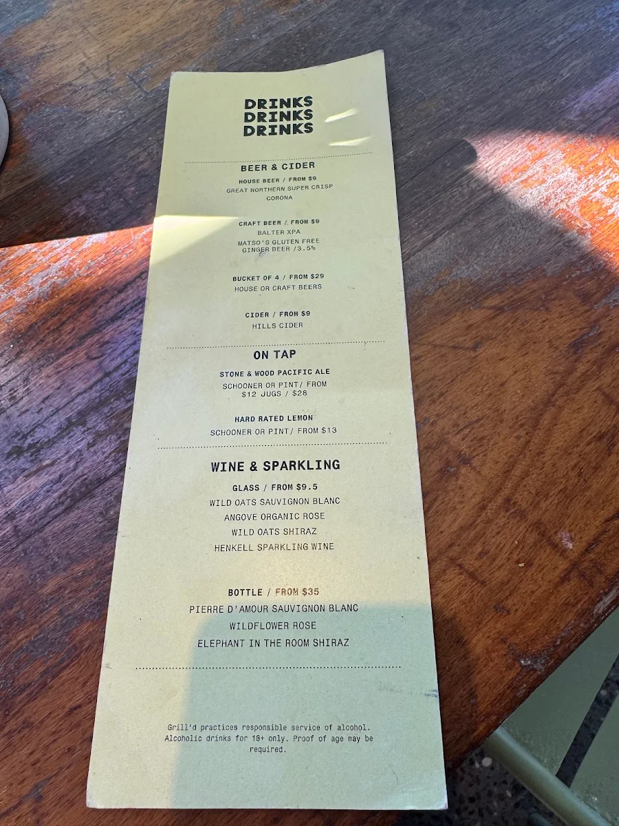 Menu, Grill'd Burgers - Surfers Paradise