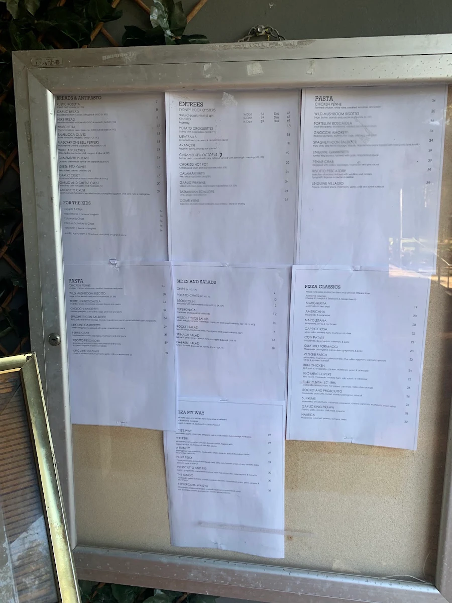 Menu, Amoretti's Abbotsbury