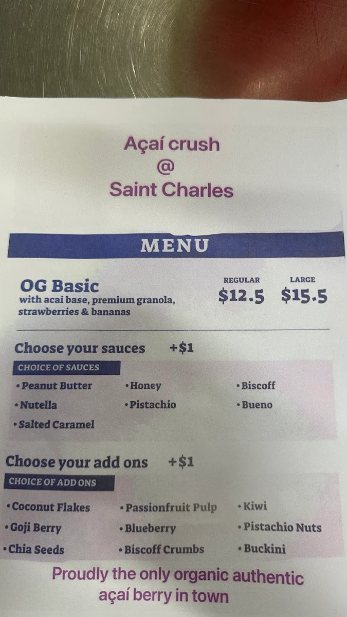 Menu, Saint Charles Fish & Chippery