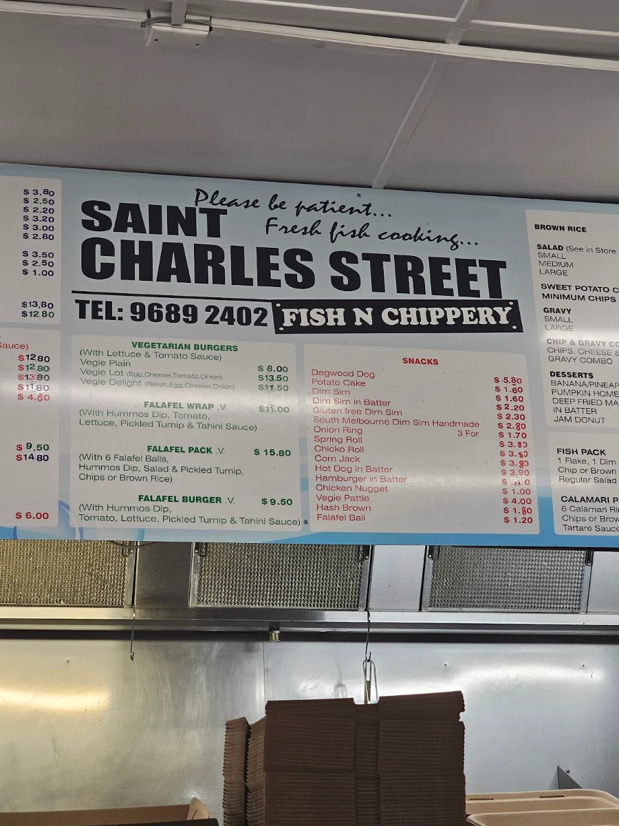Menu, Saint Charles Fish & Chippery
