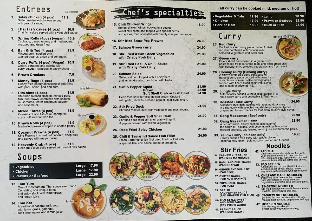 Menu, Darun Thai Restaurant