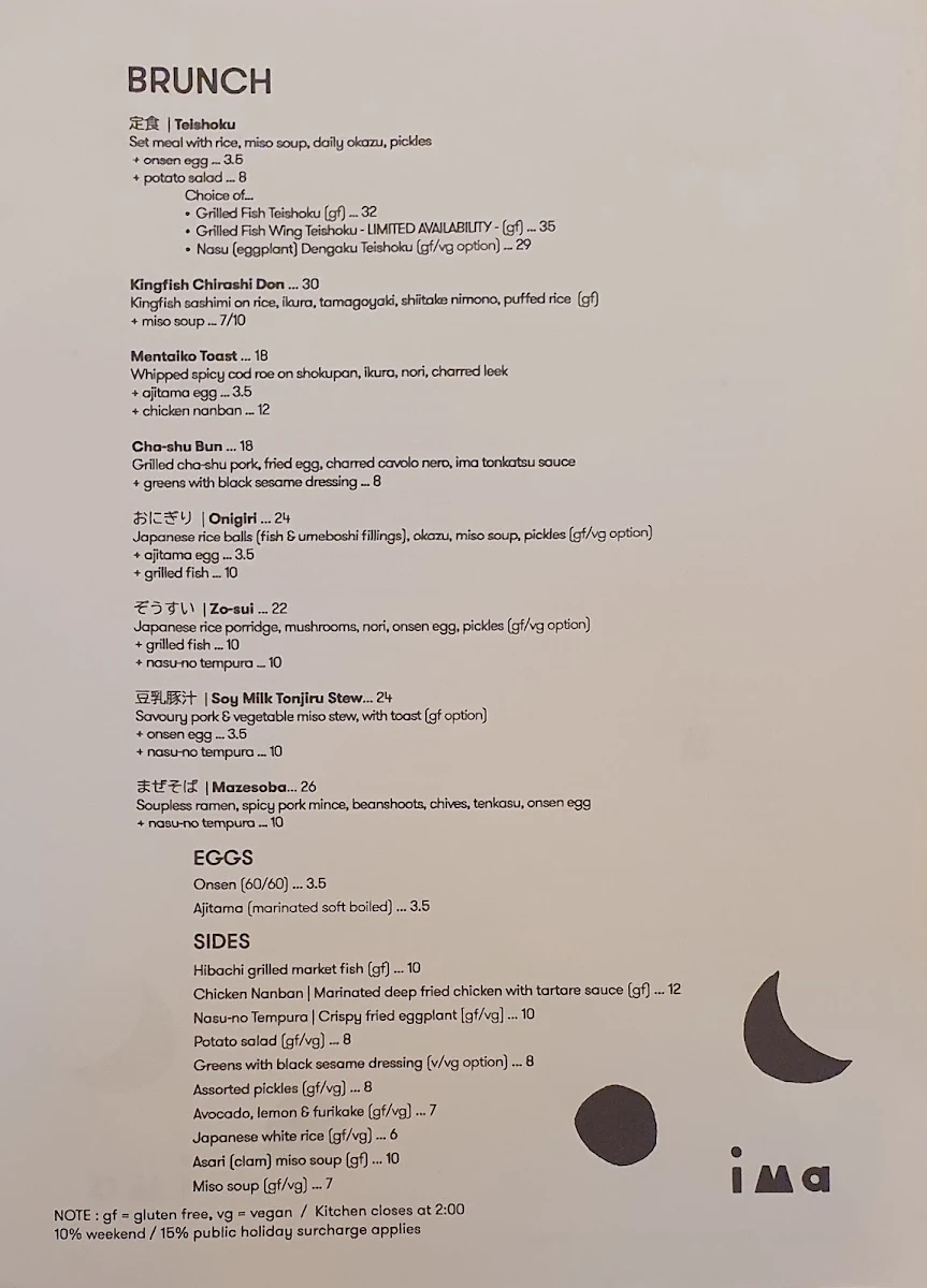 Menu, ima Pantry