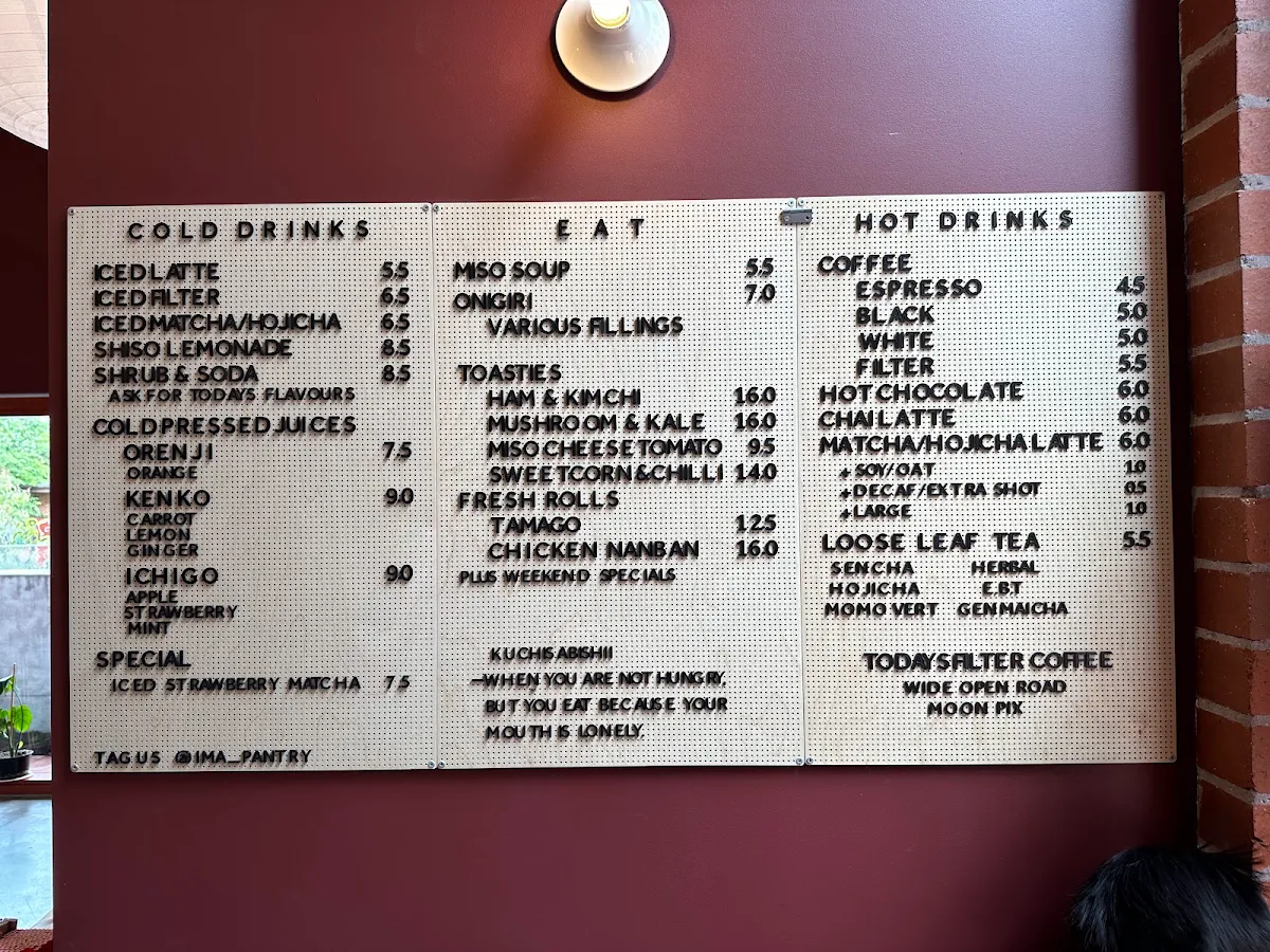 Menu, ima Pantry