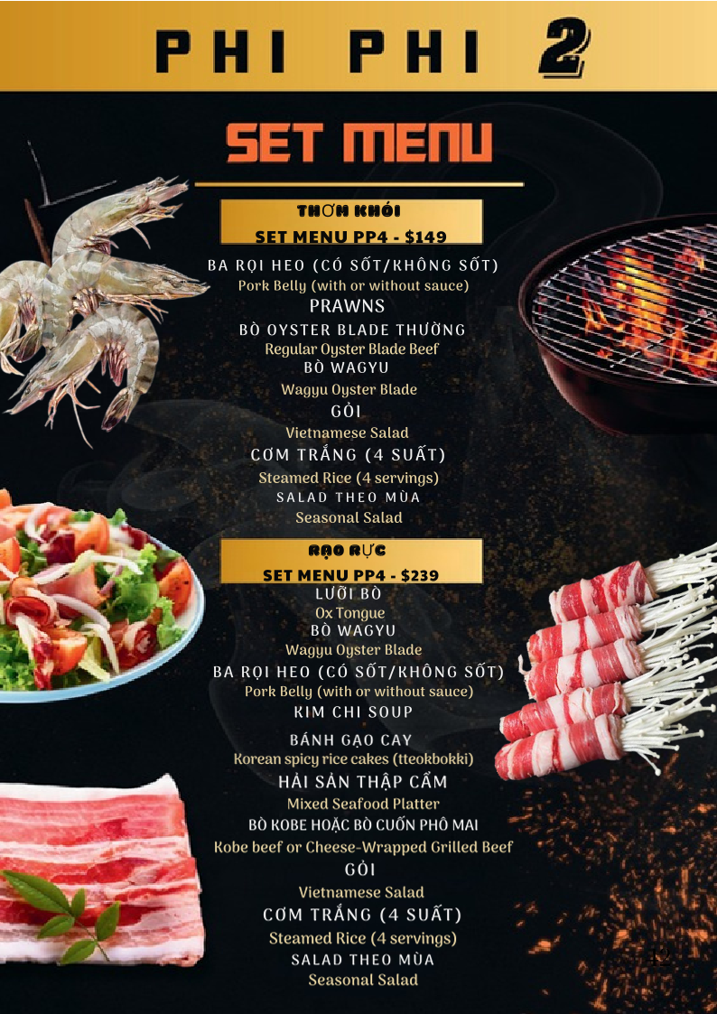 Menu, Phi Phi 2