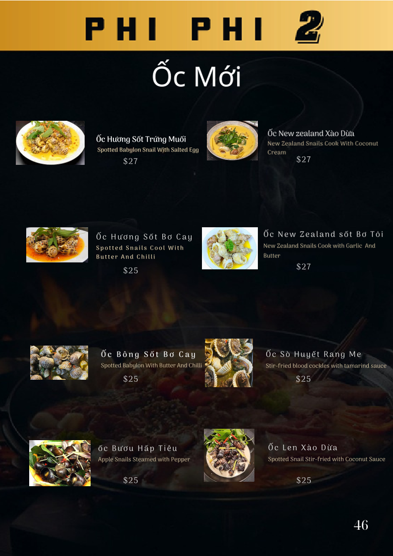 Menu, Phi Phi 2