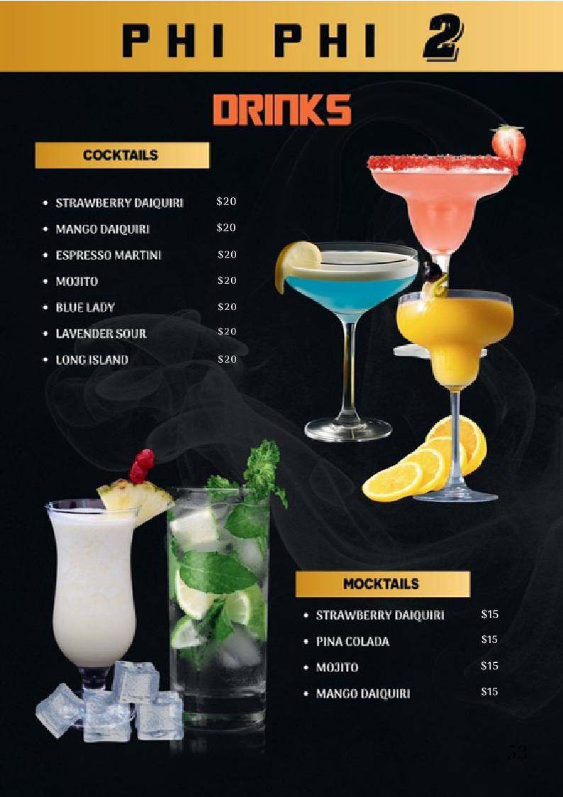Menu, Phi Phi 2